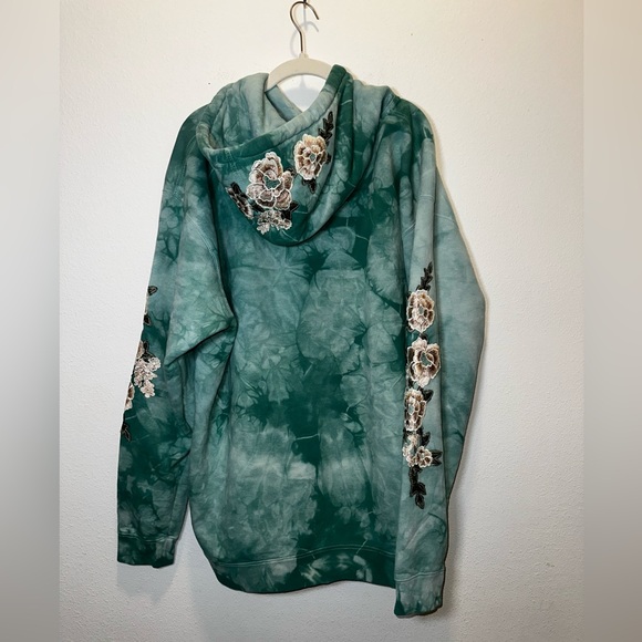 Civil Regime Aqua Marble Rose Embroidered Hoodie NWOT Size Large - Picture 10 of 10
